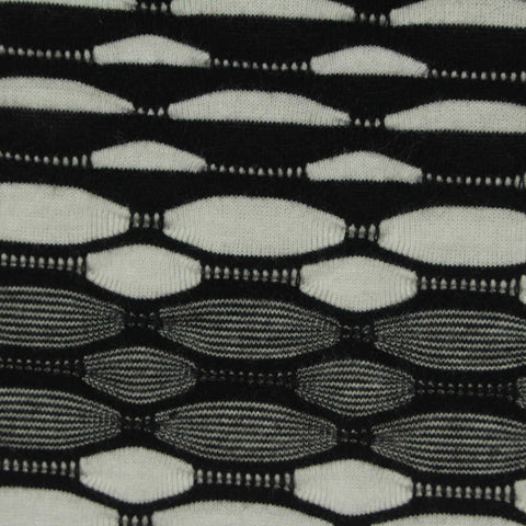 Black Geometric Jersey Knit, Poly-Viscose, 200 gsm, 160 cm