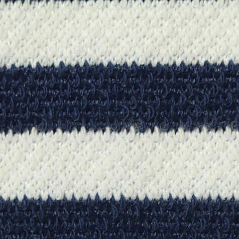 Navy Horizontal-Stripe French Terry, Poly-Cotton, 200 gsm