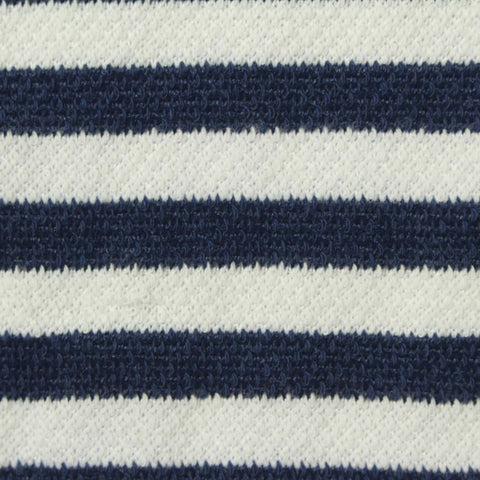 Navy Horizontal-Stripe French Terry, Poly-Cotton, 200 gsm