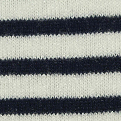 Navy Horizontal-Stripe Jersey Knit, Viscose-Poly, 195 gsm