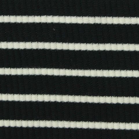Black Horizontal-Stripe Rib Knit, 200 gsm
