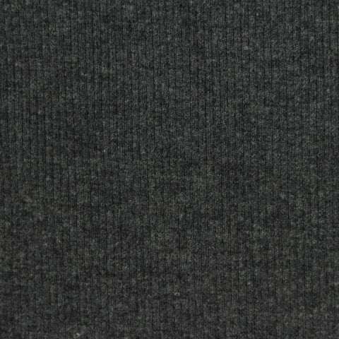 Dark Grey Heathered-Marl Rib Knit, Cotton-Poly, 310 gsm