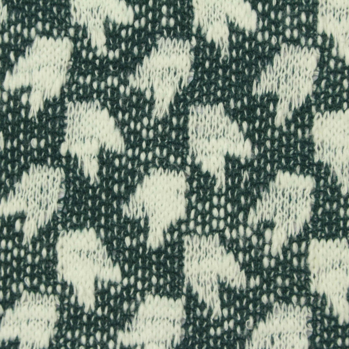 Dark Green Houndstooth Chunky Knit, Poly-Cotton