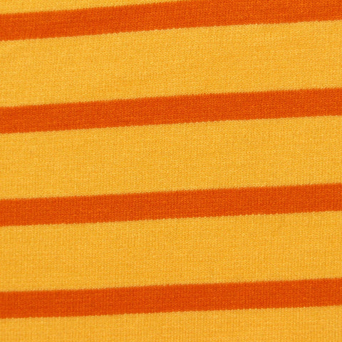 Orange Horizontal-Stripe Ponte Knit, Viscose-Poly, 340 gsm