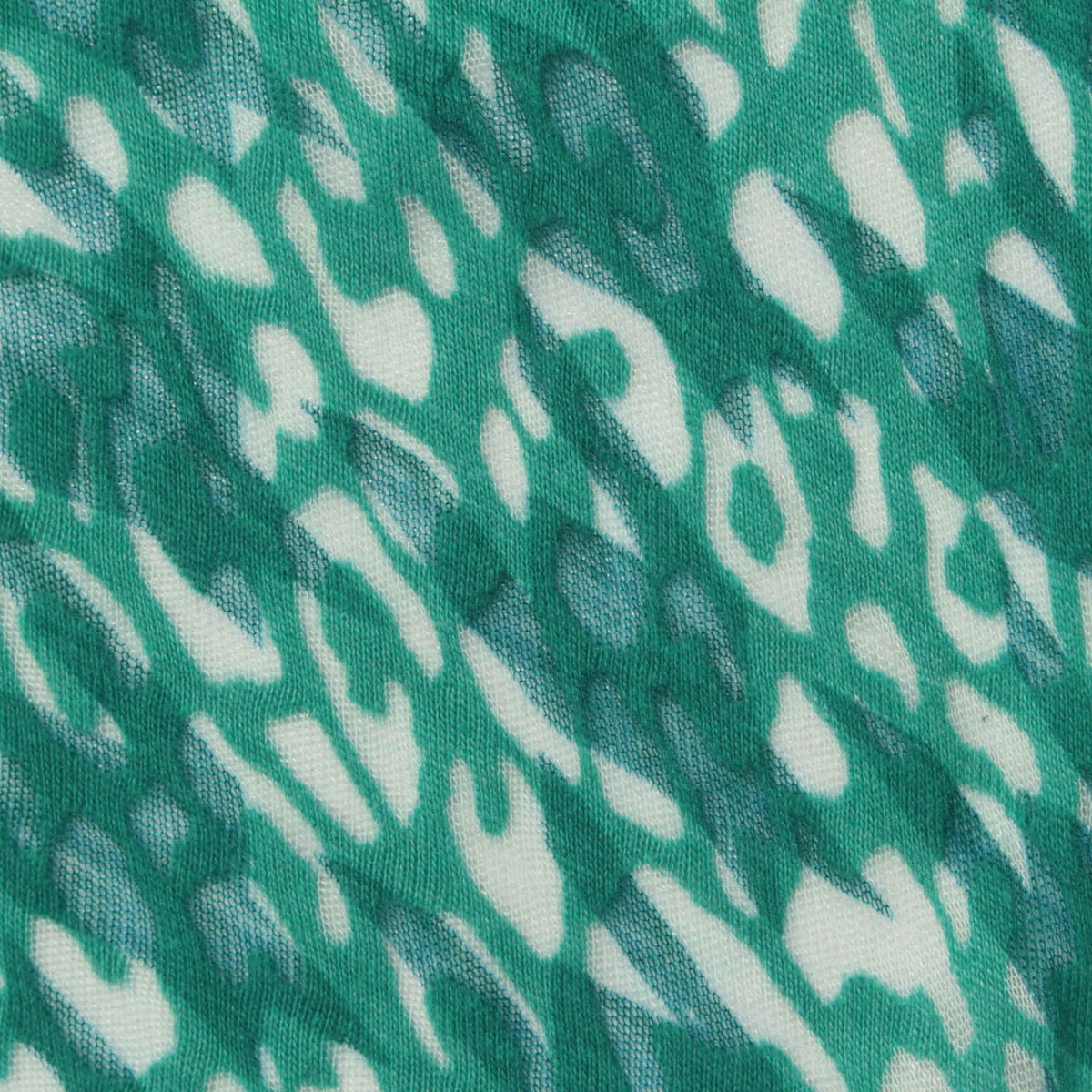 Teal Animal Print Knit, Poly-Cotton