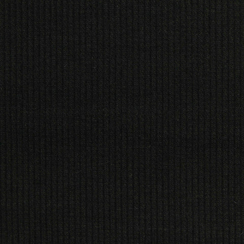 Polyester Cotton Stretch Rib Knit Fabric, 303 gsm, 124 cm — Black