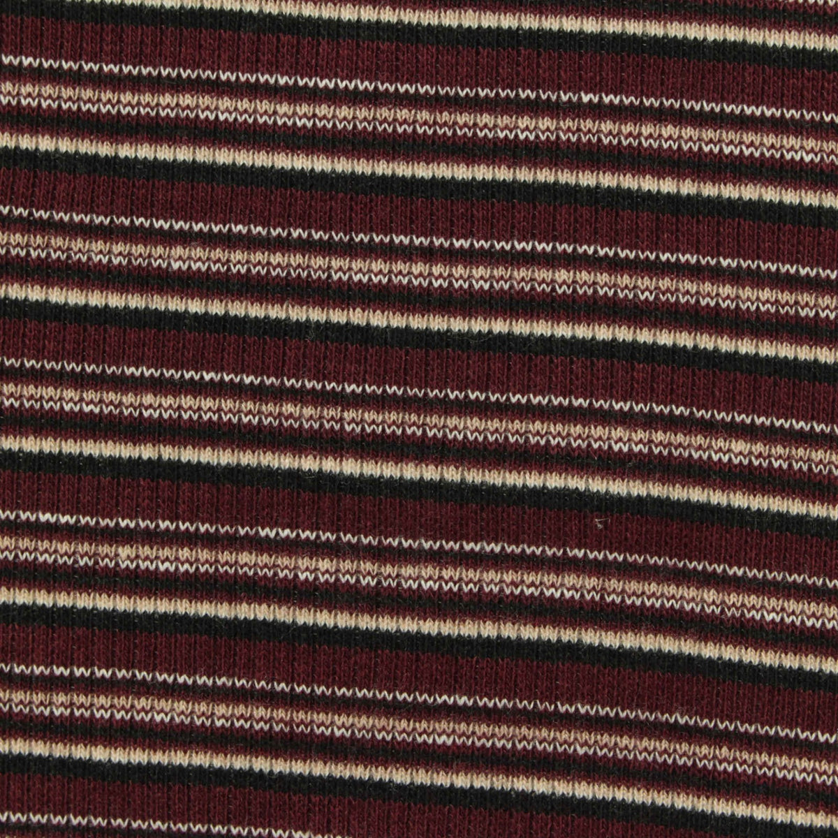 Burgundy Horizontal-Stripe Rib Knit, Cotton-Viscose