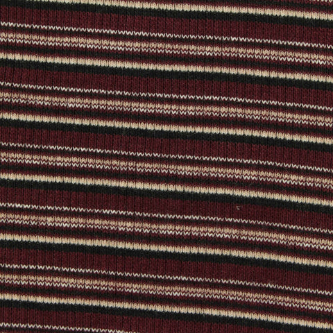 Burgundy Horizontal-Stripe Rib Knit, Cotton-Viscose