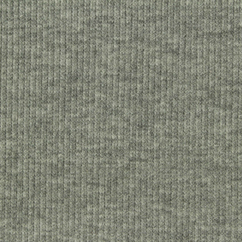 Heathered Grey Marl Rib Knit, Poly-Cotton, 306 gsm