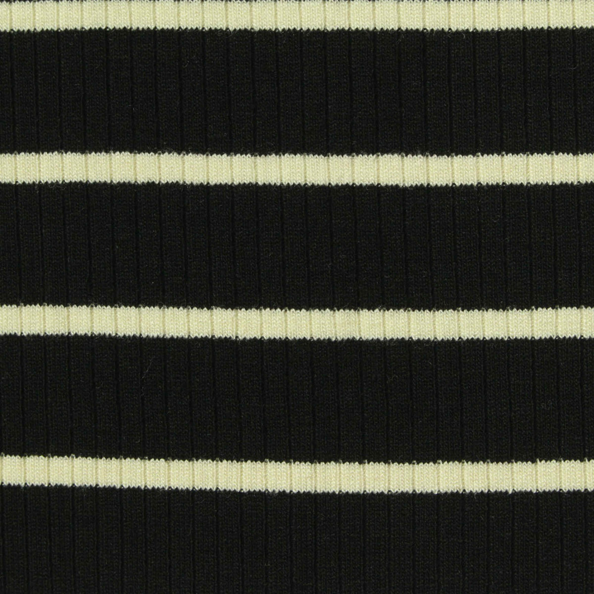 Cream Horizontal-Stripe Rib Knit, Viscose, 260 gsm
