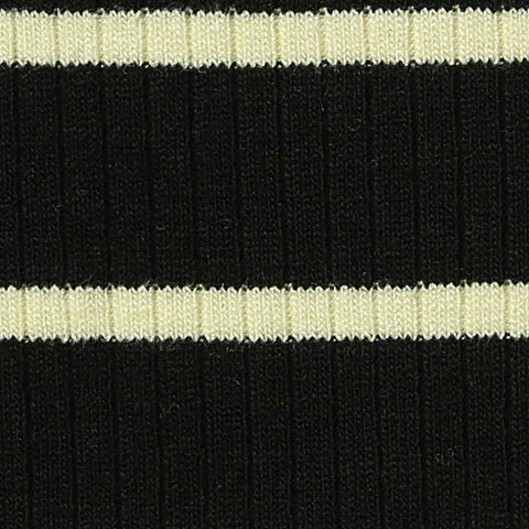 Cream Horizontal-Stripe Rib Knit, Viscose, 260 gsm
