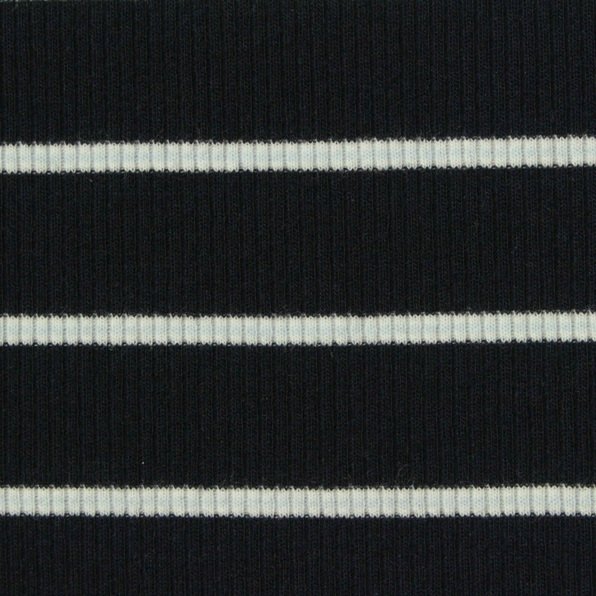 Black Horizontal-Stripe Rib Knit, Viscose, 250 gsm, 130 cm