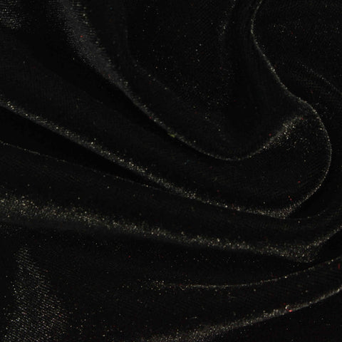 Polyester Stretch Velvet Fabric, 380 gsm, 163 cm — Black