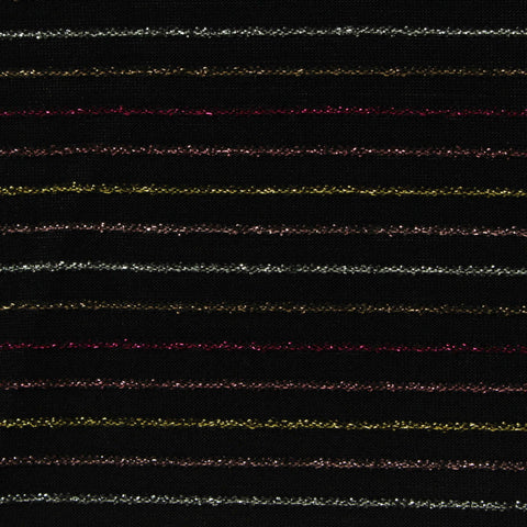 Silver Horizontal-Stripe Knit, Nylon-Metallic