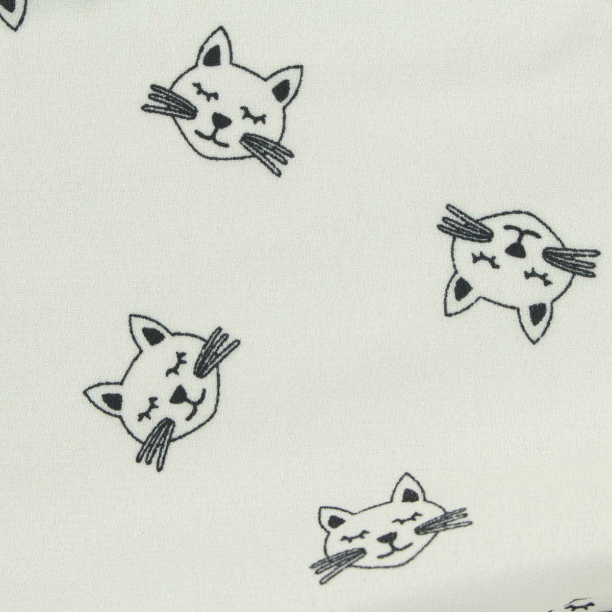 Black Cartoon-Cat Linen-Look, Polyester