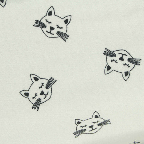 Black Cartoon-Cat Linen-Look, Polyester