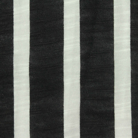 Black Vertical-Stripe Jersey Knit, Poly-Viscose, 145 gsm