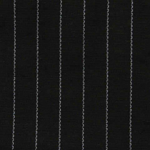 White Vertical-Pinstripe Ponte Knit, Polyester, 315 gsm