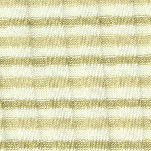 Beige Horizontal-Stripe Rib Knit, Viscose-Poly