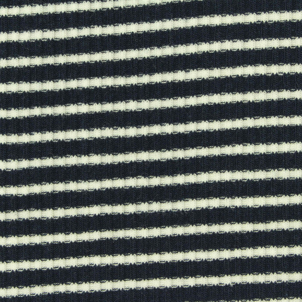 Black Horizontal-Stripe Rib Knit, Poly-Cotton, 272 gsm