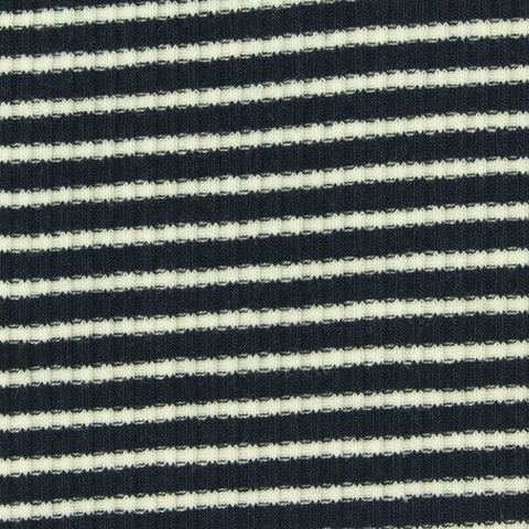 Black Horizontal-Stripe Rib Knit, Poly-Cotton, 272 gsm
