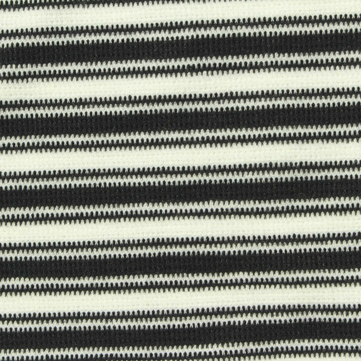 Black Horizontal-Stripe Rib Knit, Poly-Viscose, 250 gsm, 160 cm