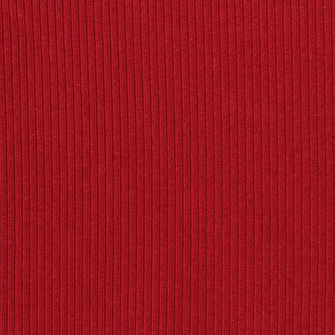 Viscose Acrylic Stretch Rib Knit Fabric, 260 gsm, 165 cm — Red