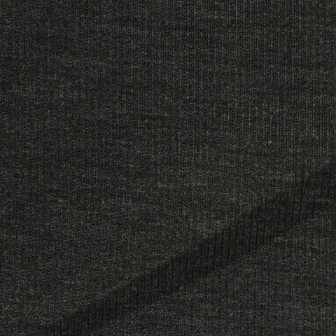 Polyester Viscose Stretch Rib Knit Fabric, 266 gsm, 160 cm — Grey