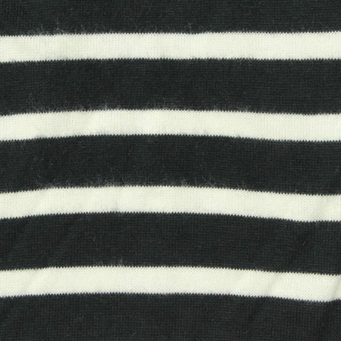 Black Horizontal-Stripe Jersey Knit, Cotton, 126 gsm