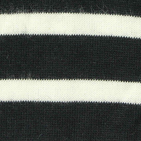 Black Horizontal-Stripe Jersey Knit, Cotton, 126 gsm