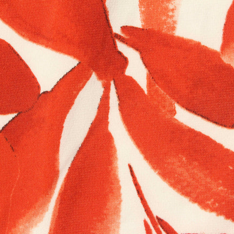 Orange Abstract-Floral Linen-Look, Polyester