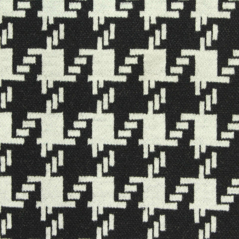 Black Houndstooth Jacquard, Poly-Viscose, 393 gsm