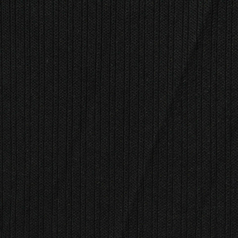 Polyester Stretch Rib Knit Fabric, 327 gsm, 165 cm — Black