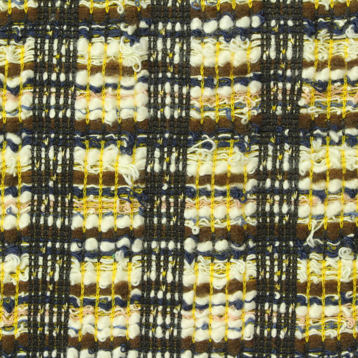 Dark Brown Bold-Plaid Bouclé, Polyester