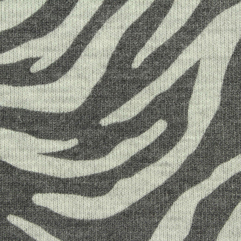 Dark Grey Zebra Jersey Knit, Poly-Viscose