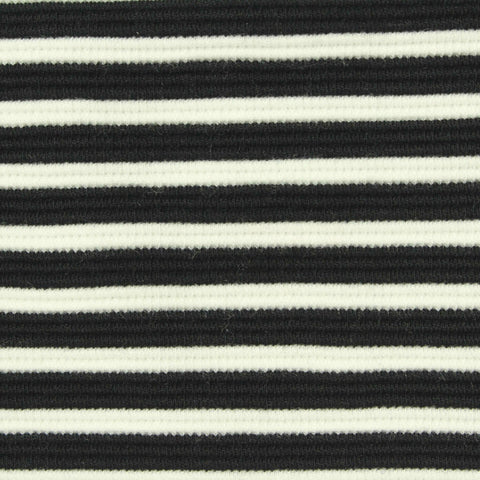 Black Horizontal-Stripe Knit, Poly-Viscose, 436 gsm