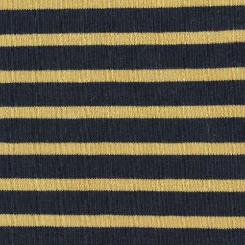Navy Horizontal-Stripe Rib Knit, Viscose-Cotton