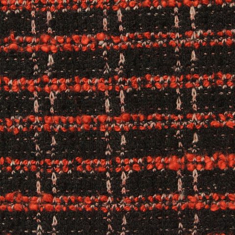 Dark Orange Plaid Bouclé, Poly-Cotton