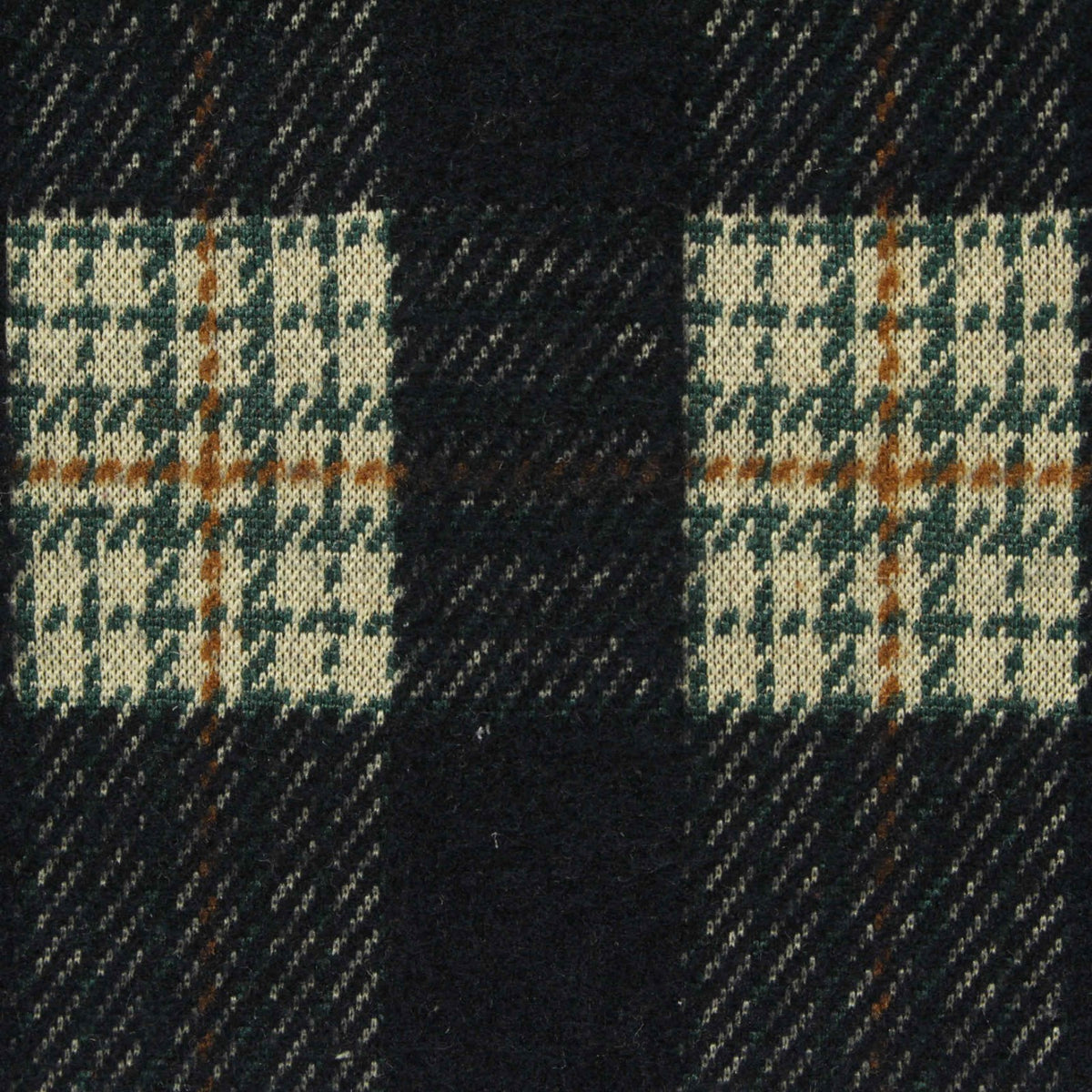 Dark Green Plaid Interlock Knit, Polyester, 370 gsm