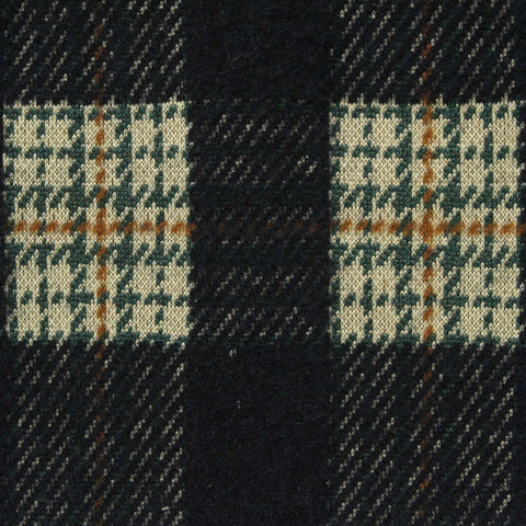 Dark Green Plaid Interlock Knit, Polyester, 370 gsm
