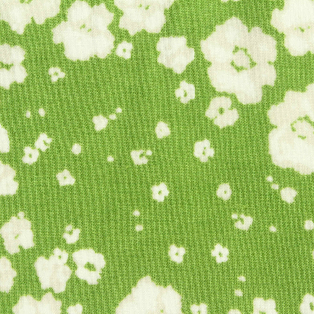 White Abstract-Flower Jersey Knit, Cotton-Modal