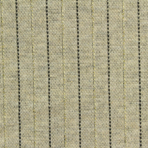 Black Vertical-Stripe Interlock Knit, Polyester, 270 gsm