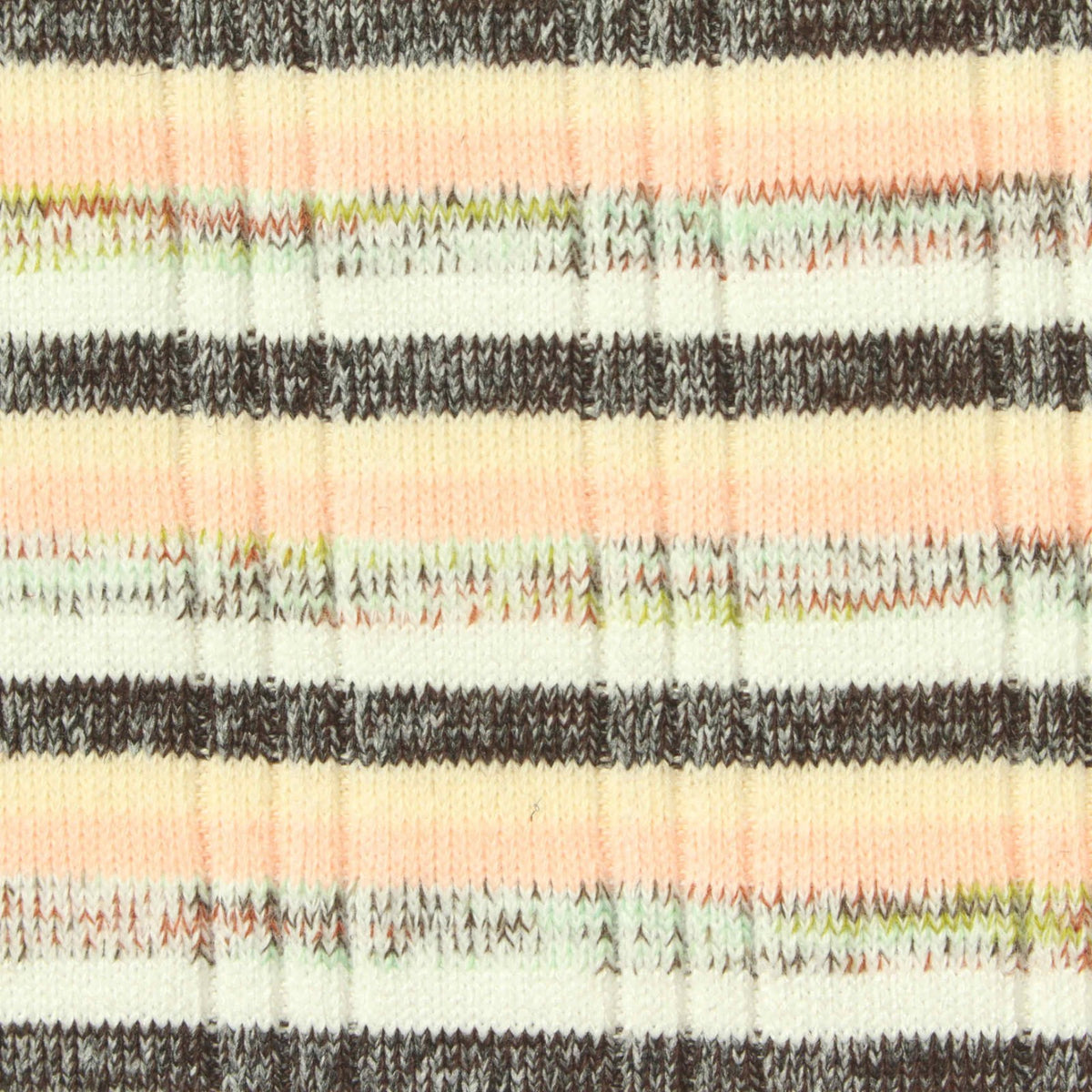 Dark Brown Horizontal-Stripe Rib Knit, Polyester