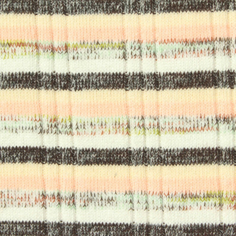 Dark Brown Horizontal-Stripe Rib Knit, Polyester