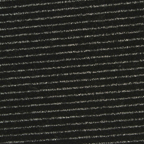 Silver Horizontal-Stripe Jersey Knit, Poly-Viscose, 220 gsm