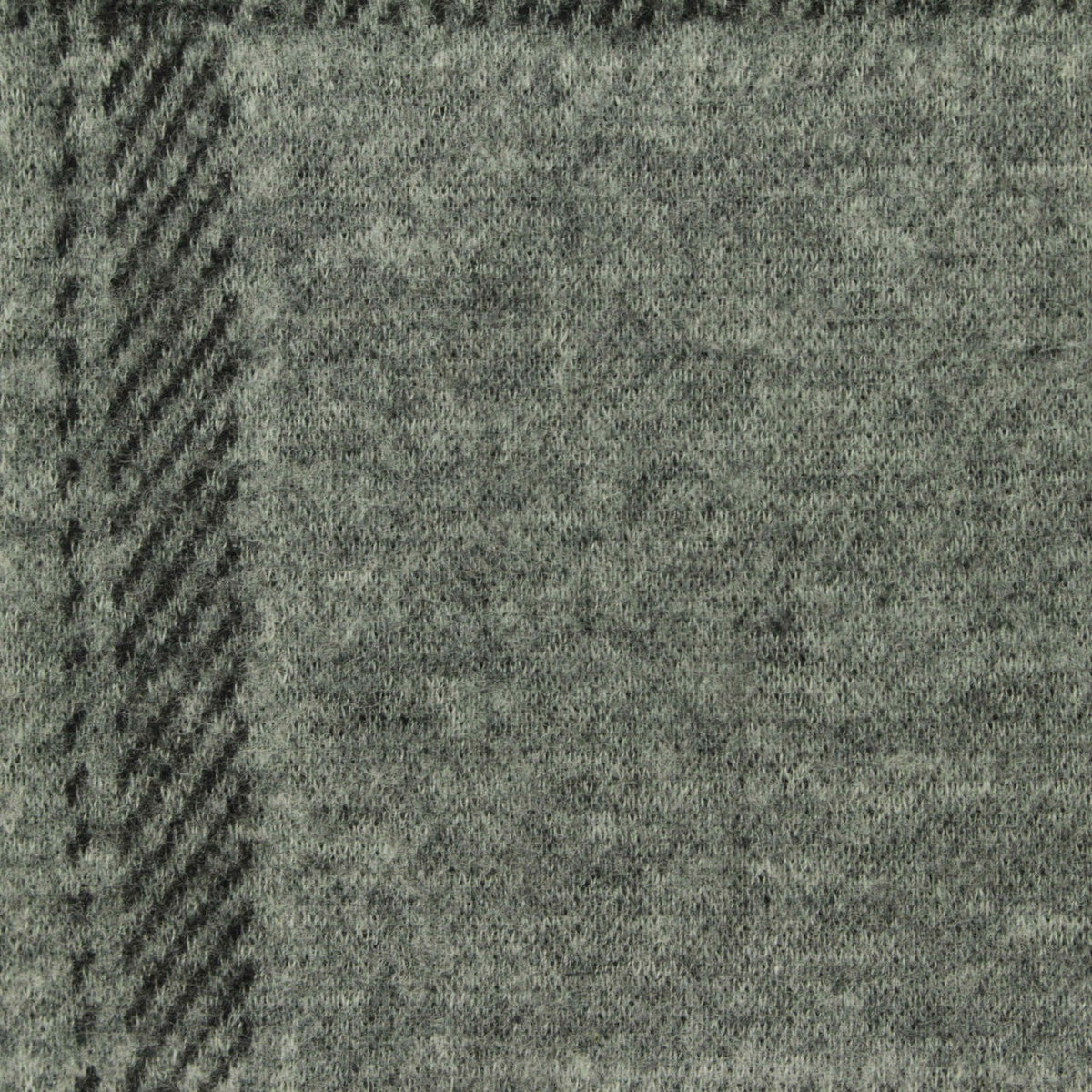 Plaid Polyester Cotton Blend Stretch Interlock Knit Fabric, 235 gsm, 148 cm — Grey