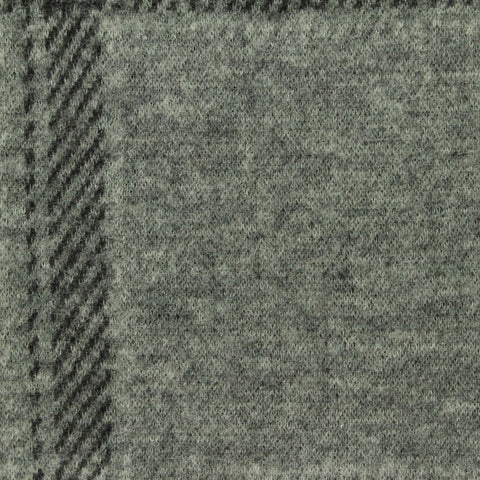 Plaid Polyester Cotton Blend Stretch Interlock Knit Fabric, 235 gsm, 148 cm — Grey