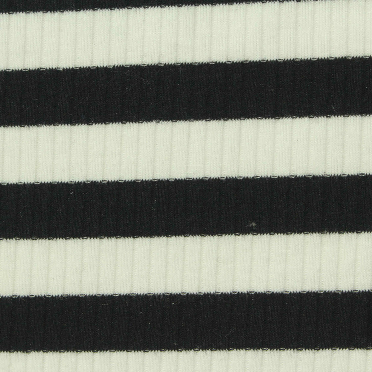 Black Horizontal-Stripe Rib Knit, Polyester, 215 gsm