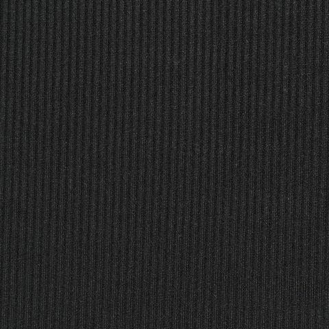 Polyester Stretch Rib Knit Fabric, 205 gsm, 132 cm — Black