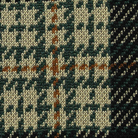 Black Plaid Interlock Knit, Polyester, 338 gsm